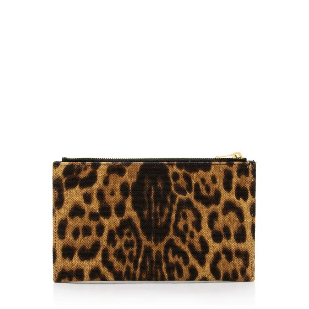 Saint Laurent Canvas Calfskin Leopard Monogram Bill Pouch - Picture 3 of 10